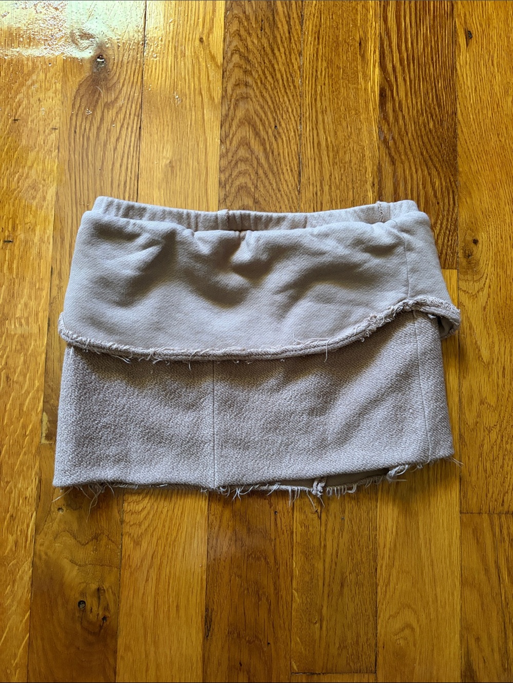 Vintage Fold-Over Light Taupe Mini Skirt